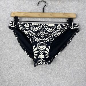 Boden Womens Bikini Swim Bottom Size 6 Black Floral Print Beach Summer